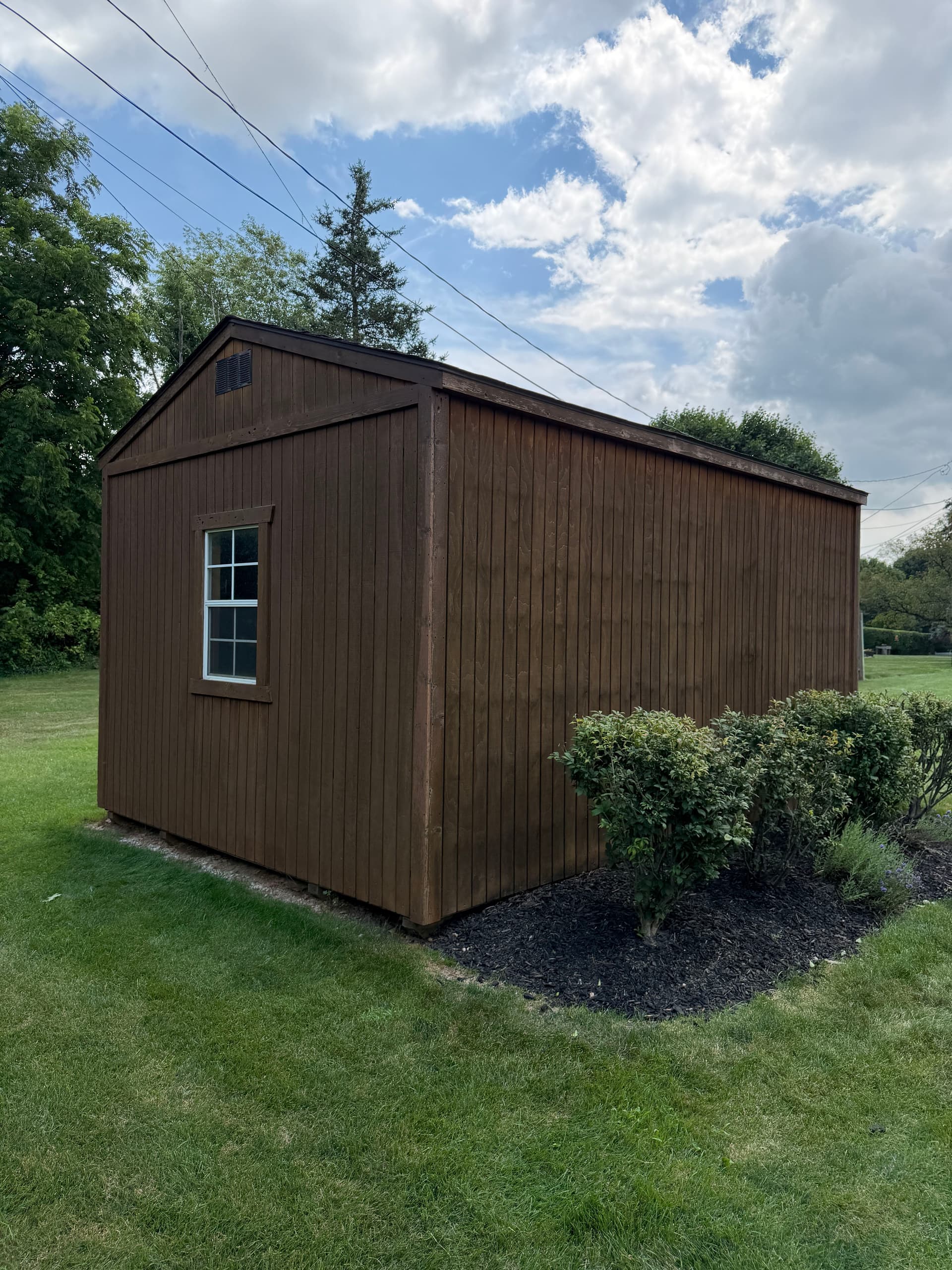 Gallery photos for Shed Re-Stain Before and After on a Prayer Chapel Property: Image #1