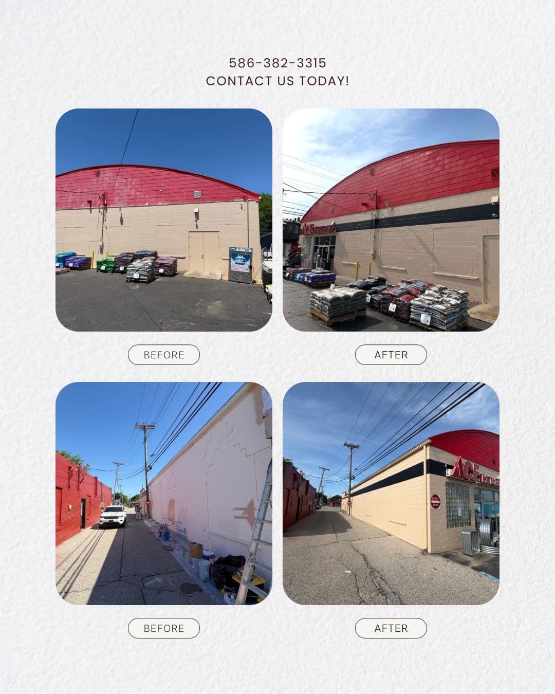 Gallery photos for Commercial Exterior Paint Job at Ace Hardware in Romeo: Image #2